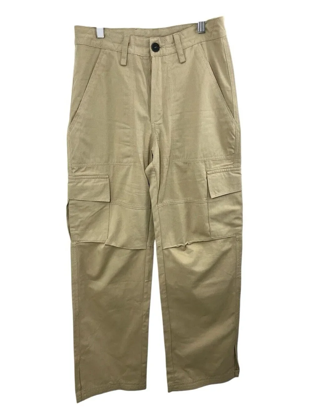 Khaki Pants Tan Cargo Juniper Blu Stretch Pockets Wide Leg Small Utility Cotton